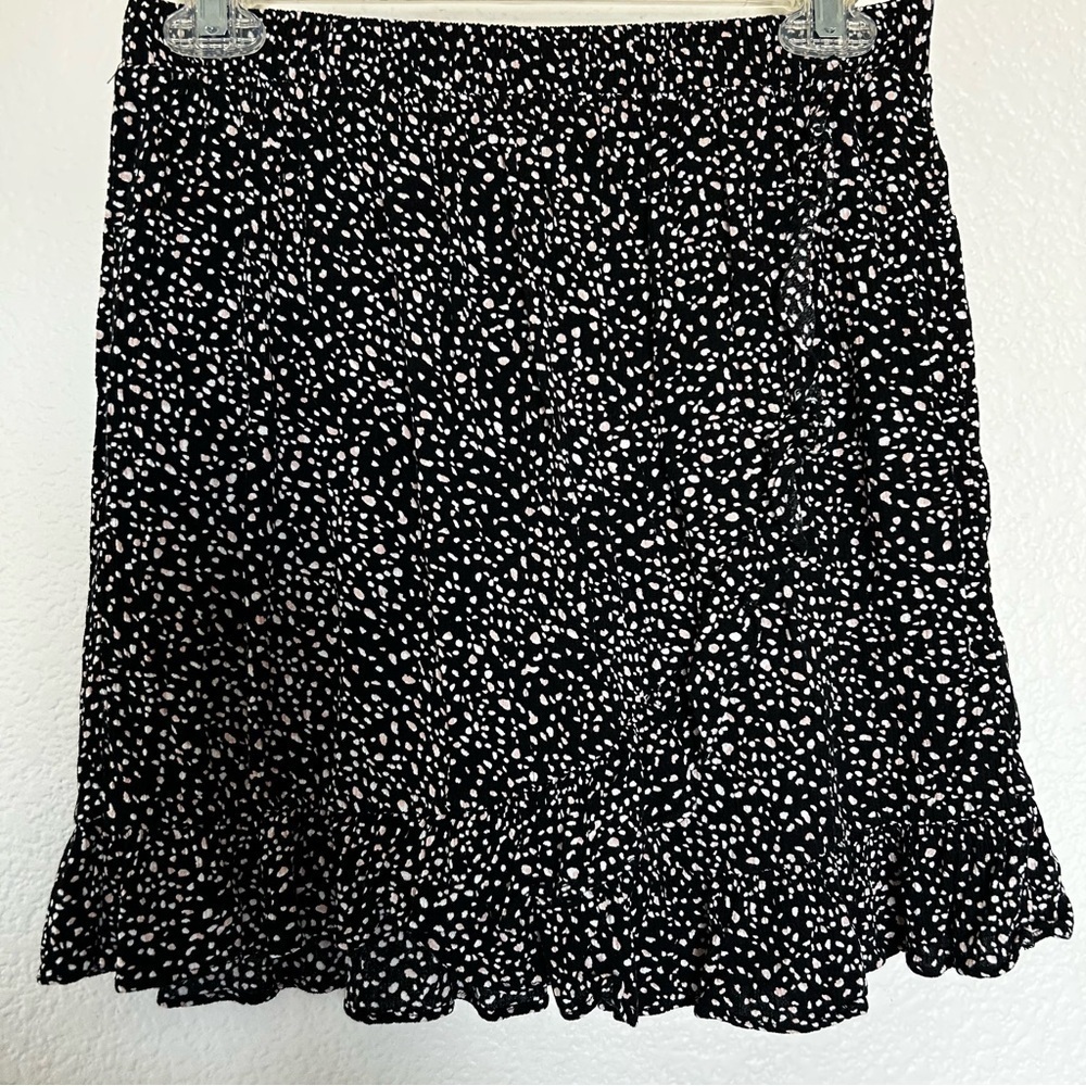 Hippie Rose Black and White Ruffle Polka Dot Midi or Mini Skirt